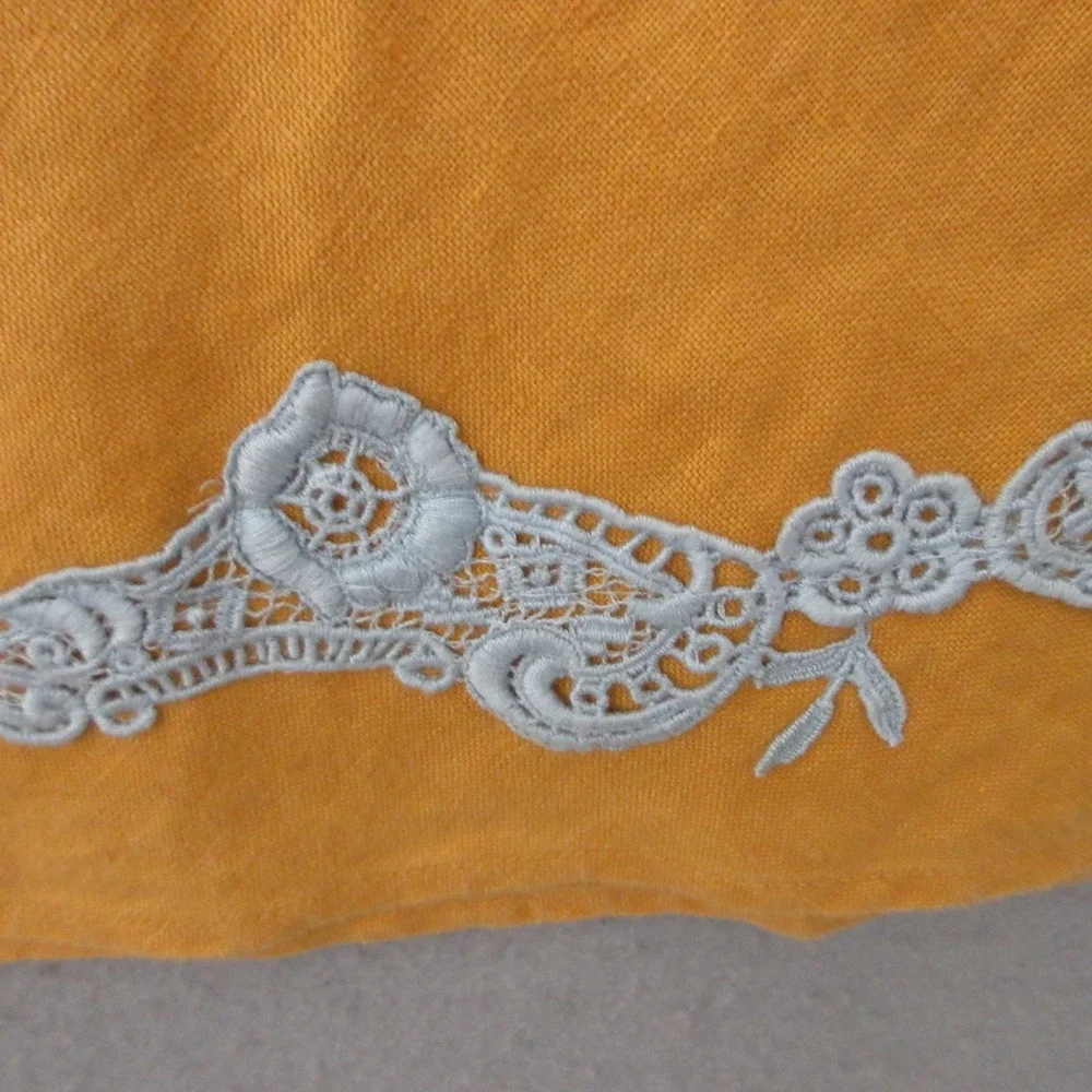 VTG J Jill Skirt Plus 4X Orange‎  Linen Lace Trim Embroidered Boho Cottage  NWT